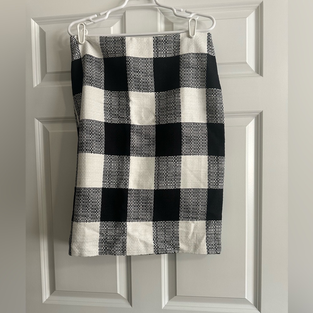 Talbots Black and White Buffalo Check Pencil Skirt